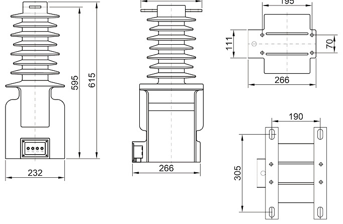35kV Outdoor Weatherproof Current Transformer (LZW-35 / LZZBW-35) angle view
