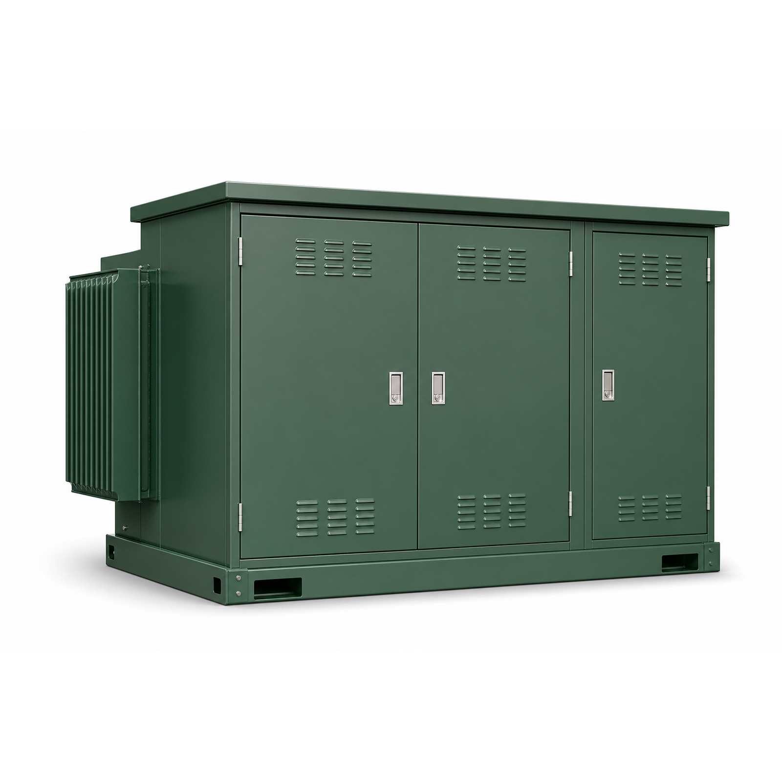 Green American-type ANSI pad-mounted substation